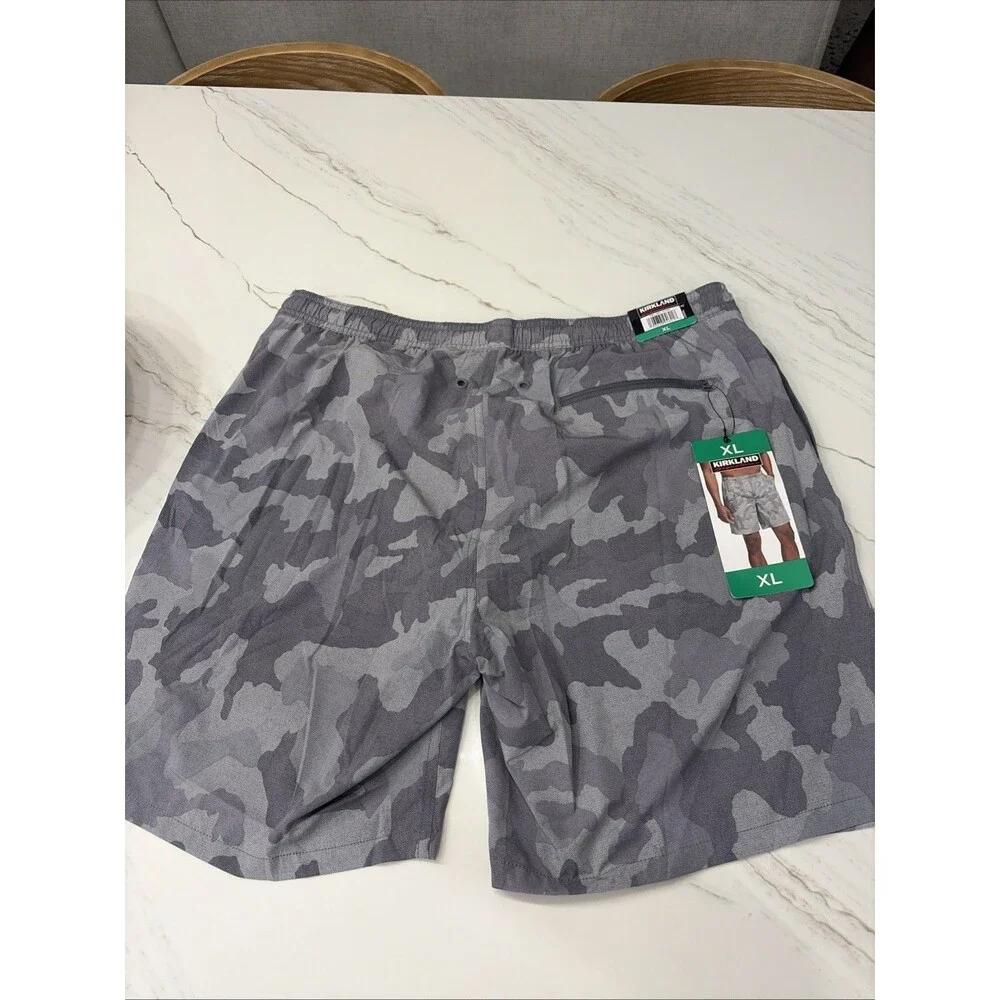 Kirkland Signature Men's Stretch Swim Shorts Grey Cammo Size XL Beach Swim